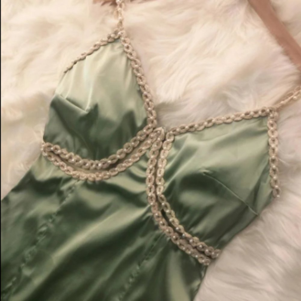 Sexy Satin Green Dress